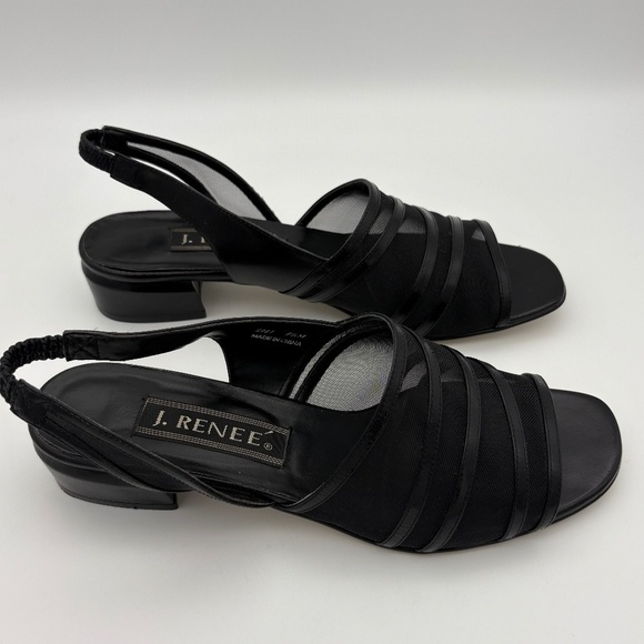 J. Renee Black Open Toe Strappy/Mesh Sandal with Elastic Heel Strap; Size 9.5 - Picture 6 of 12